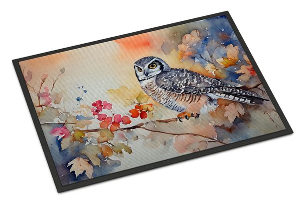 Northern Hawk Owl Doormat Front Door Mat Indoor Outdoor Rugs For Entryway, Non Slip Washable Low Pile, 24H X 36W_maomaolike.com