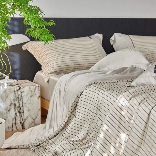 Wholesale Nordic Light Luxury 60s Lenzing Tencel Four-Piece Simple Striped Naked Sleep Lyocell Cool Sensation 4-Piece Set_maomaolike.com