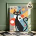 Mid-Century Modern Black Cat Painting Poster, Vibrant Retro Geometric Abstract Cat Poster, Stylish Starburst & Color-blocked Design Adds Artistic_maomaolike.com