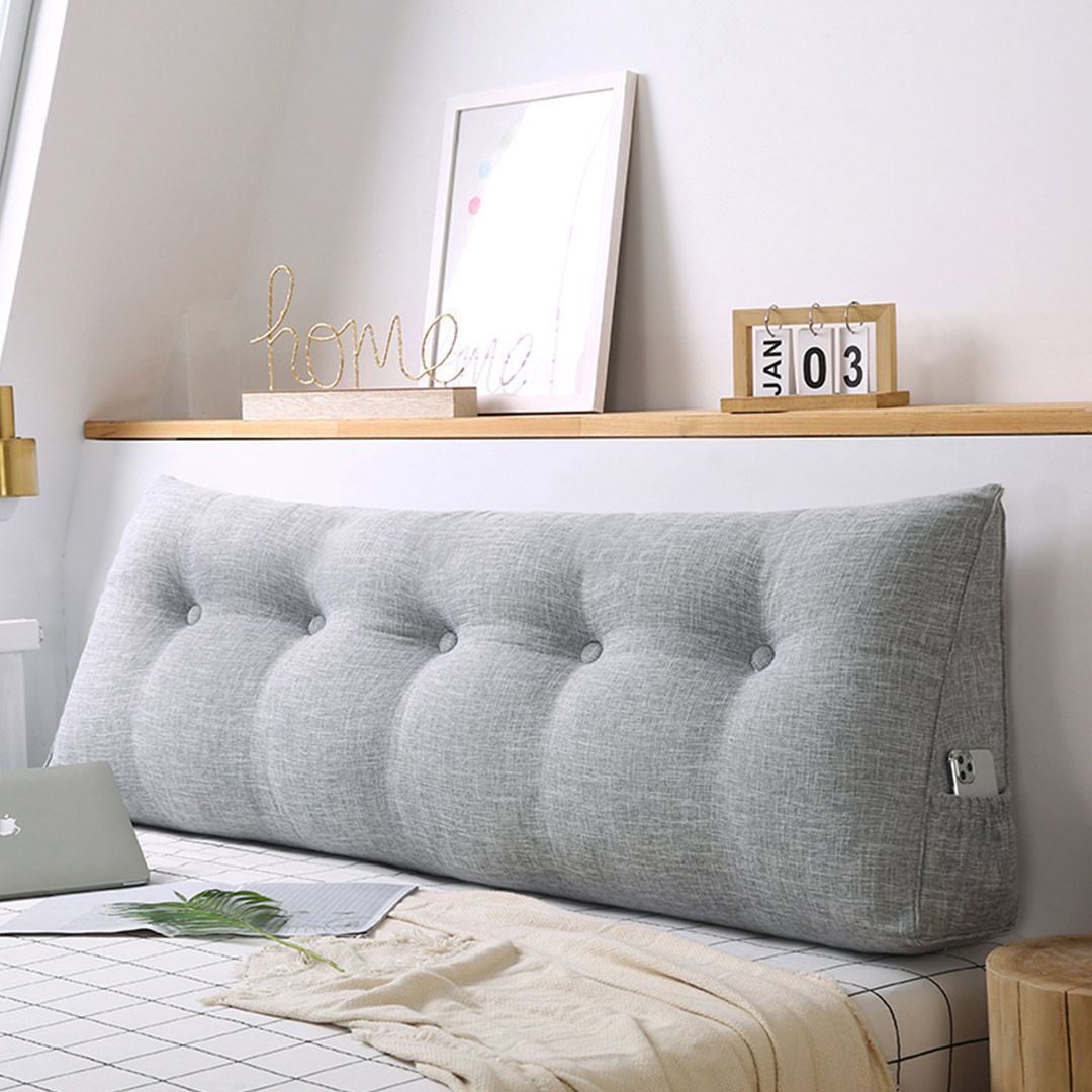 SOGA 180cm Silver Triangular Wedge Bed Pillow Headboard Backrest Bedside Tatami Cushion Home Decor_maomaolike.com