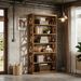Wooden Bookshelf, 6-Tier Freestanding Bookcase Display Shelves_maomaolike.com