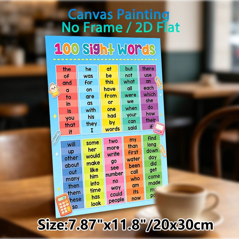 100 Sight Words Painting Poster, Vibrant Color-categorized Sight Words Poster, Organized High-frequency Word List To Support Language Learning Ideal_maomaolike.com