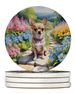 Chihuahua Spring Path Large Sandstone Coasters Pack Of 4 Absorbent Round Coasters Decor Gifts For Men Or Women, 4 In, Multicolor_maomaolike.com