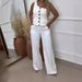 Women's Clothing Solid Color Off-shoulder Single-breasted Sleeveless Casual Professional Suit Set_maomaolike.com