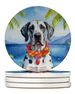 Great Dane Luau Large Sandstone Coasters Pack Of 4 Absorbent Round Coasters Decor Gifts For Men Or Women, 4 In, Multicolor_maomaolike.com