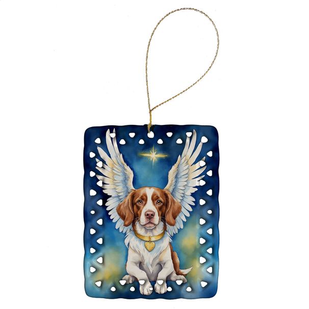 Brittany Spaniel My Angel Porcelain Ornament Christmas Tree Hanging Decorations For Home Christmas Holiday, Rectangle, Gift, Multicolor_maomaolike.com
