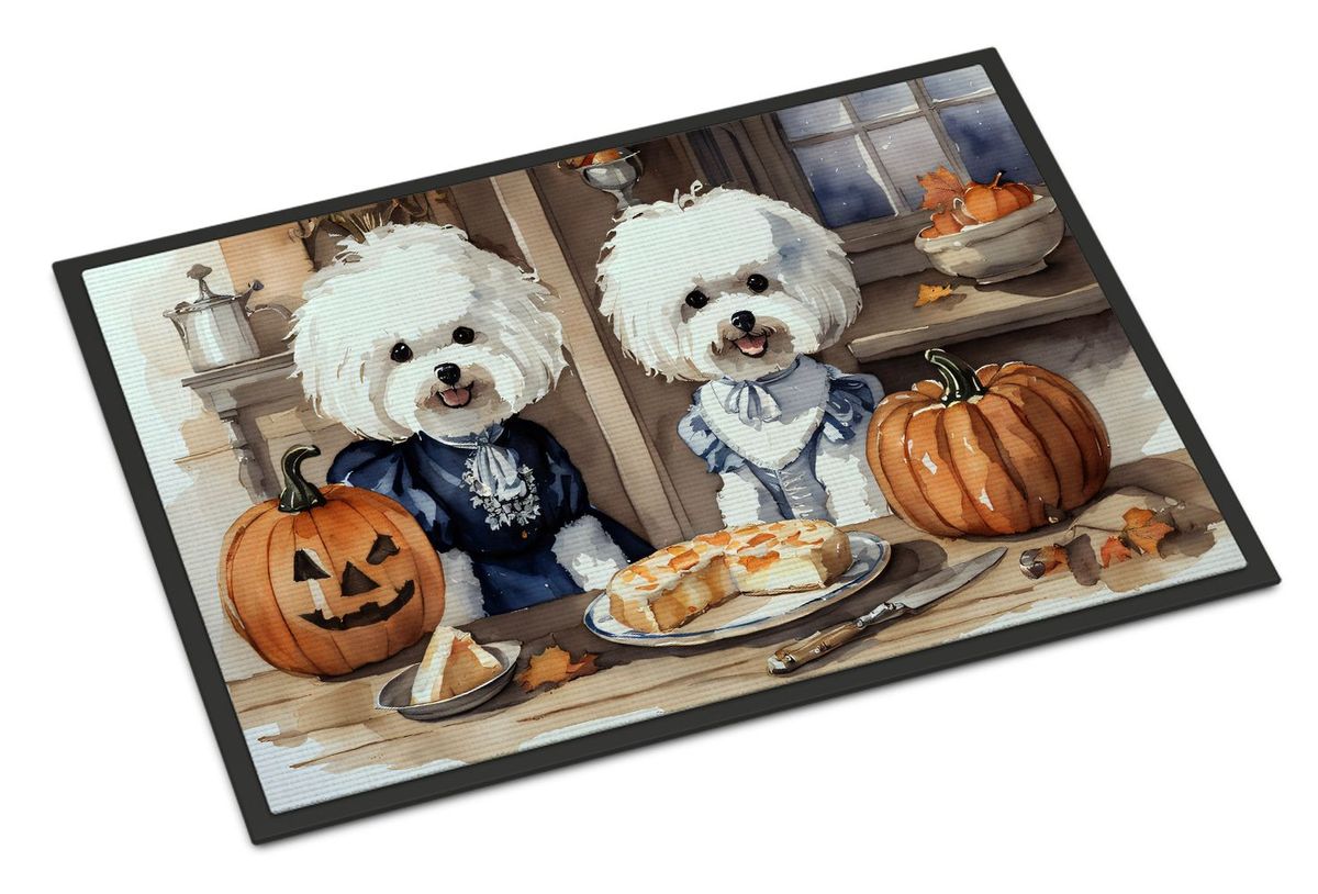 Bichon Frise Fall Kitchen Pumpkins Doormat Front Door Mat Indoor Outdoor Rugs For Entryway, Non Slip Washable Low Pile, 24H X 36W_maomaolike.com