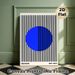Bauhaus Geometric Painting Poster, Minimalist Bold Blue Circle & Vertical Stripes Abstract Poster, Sleek Modern Decor Piece For Living Room, Office_maomaolike.com