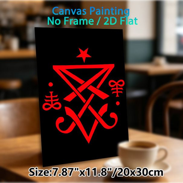 Mystical Sigil Themed Painting Poster, Bold Red Geometric Occult Symbol Poster, Intriguing Mystical Design Ideal For Home Study, Living Room Decor_maomaolike.com
