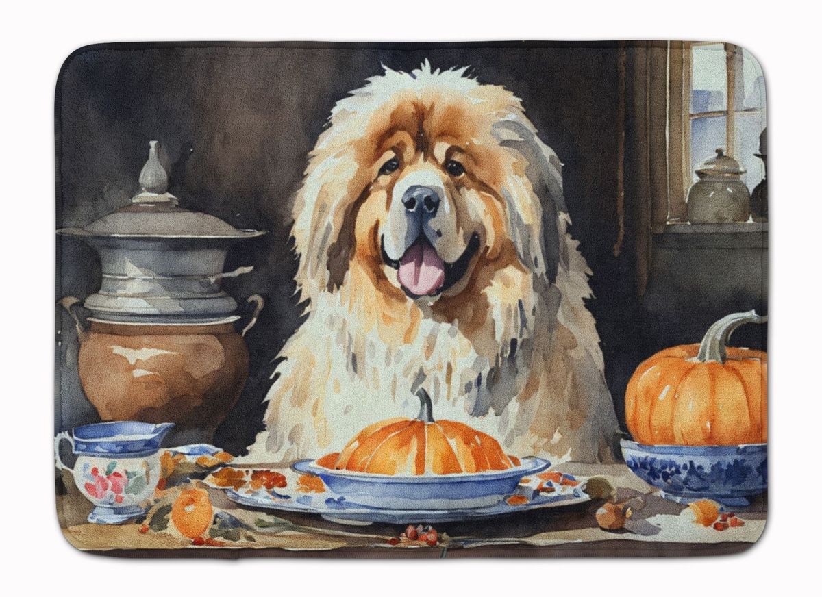 Tibetan Mastiff Fall Kitchen Pumpkins Memory Foam Kitchen Mat Machine Washable Anti-Fatigue Mat Cushion Comfort Bath Mat Or Kitchen Rug_maomaolike.com