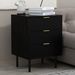WOODEEM Fluted Black Nightstand 3 Drawers, 19" Small Bedroom 26" Tall Bedside Night Stand, Mid Century Modern Bed Side Couch End Table Living Room, Light Gold Handle_maomaolike.com