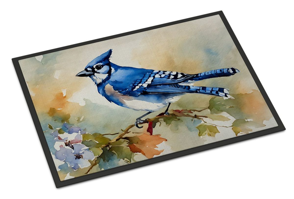 Blue Jay Doormat Front Door Mat Indoor Outdoor Rugs For Entryway, Non Slip Washable Low Pile, 24H X 36W_maomaolike.com