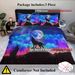 Moon Wolf Duvet Cover Double 3pcs Colorful Microfiber Kids Bedding Set_maomaolike.com