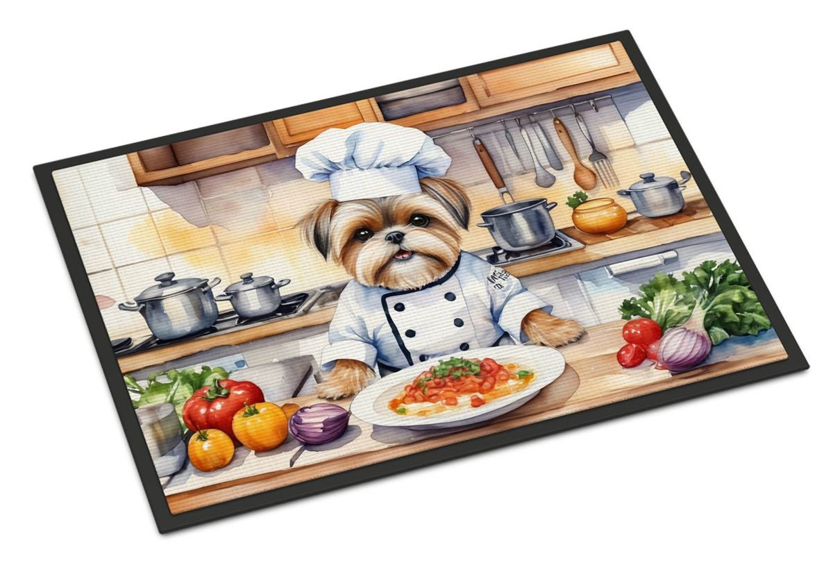 Lhasa Apso The Chef Doormat Front Door Mat Indoor Outdoor Rugs For Entryway, Non Slip Washable Low Pile, 24H X 36W_maomaolike.com