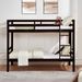 Twin Over Twin Bunk Bed With Thick Posts,Wooden Bunk Bed With High Guardrail And Ladder For Kids, Teens, Dorm Rooms, And Guest Rooms,No Box Spring Needed,Espresso_maomaolike.com