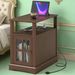 Narrow Side Table End Table With Charging Station, USB Ports, Modern End Table_maomaolike.com