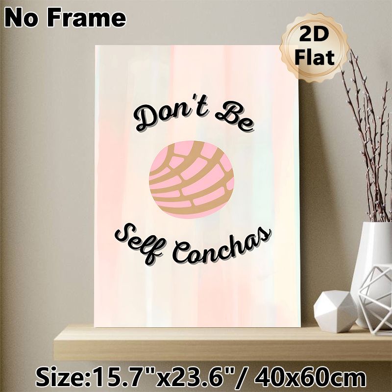 Concha Themed Painting Poster, Pastel-colored Cute Typographic & Concha Art Poster, Lighthearted Humorous Design For Kitchen, Dining Room Or Home Wall_maomaolike.com