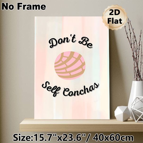 Concha Themed Painting Poster, Pastel-colored Cute Typographic & Concha Art Poster, Lighthearted Humorous Design For Kitchen, Dining Room Or Home Wall_maomaolike.com