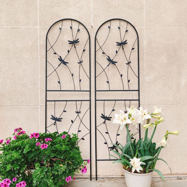 2 Pack Metal Garden Trellis 71" X 19.7" Rustproof Trellis For Climbing Plants Outdoor Flower Support Dragonfly Deco Black_maomaolike.com