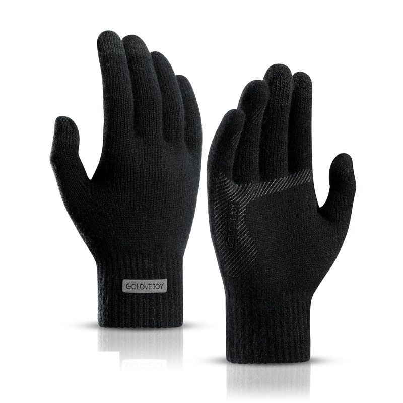 Unisex Winter touch screen gloves for men plus fleece windproof and winterproof Arctic fleece anti-pilling wool warm knit gloves_maomaolike.com
