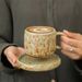 Retro Ceramic Cup Cross-border Mug Japanese Style Simple Afternoon Tea Cup Creative Stoneware Coffee Cup And Saucer Set_maomaolike.com