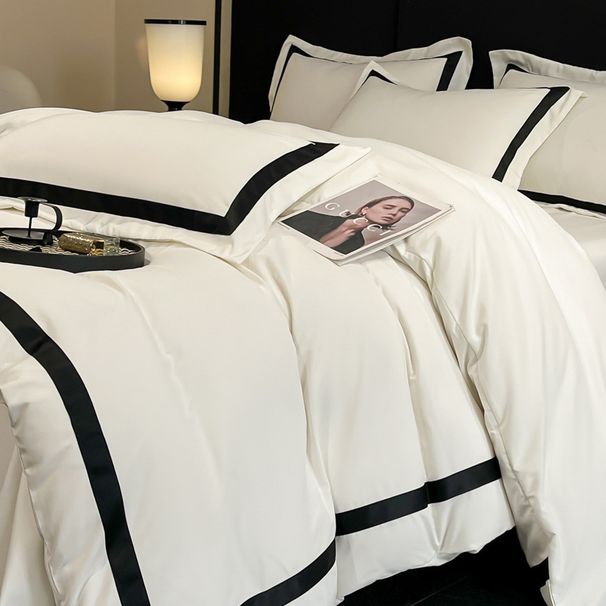Light Luxury Hotel Feng Shui Washed Cotton Four-Piece Set High-End Skin-Friendly Naked Sleep Solid Color Sheet Duvet Cover Bed Ski_maomaolike.com