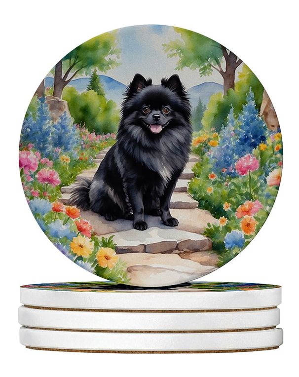 Pomeranian Spring Path Large Sandstone Coasters Pack Of 4 Absorbent Round Coasters Decor Gifts For Men Or Women, 4 In, Multicolor_maomaolike.com