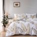 Plant Floral & Golden Leaf Pattern Duvet Cover Set - Nordic Style, Active Printing, Soft Fleece & Twill Fabric_maomaolike.com