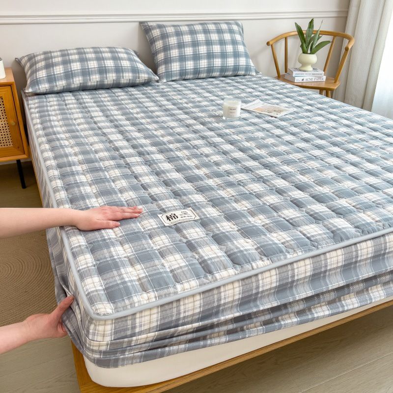 Washed Cotton Quilted Sheet Single Piece 2025 New Thickened Mattress Protector Non-Slip Dustproof Bed Cover_maomaolike.com