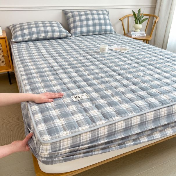Washed Cotton Quilted Sheet Single Piece 2025 New Thickened Mattress Protector Non-Slip Dustproof Bed Cover_maomaolike.com