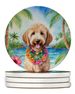 Goldendoodle Luau Large Sandstone Coasters Pack Of 4 Absorbent Round Coasters Decor Gifts For Men Or Women, 4 In, Multicolor_maomaolike.com