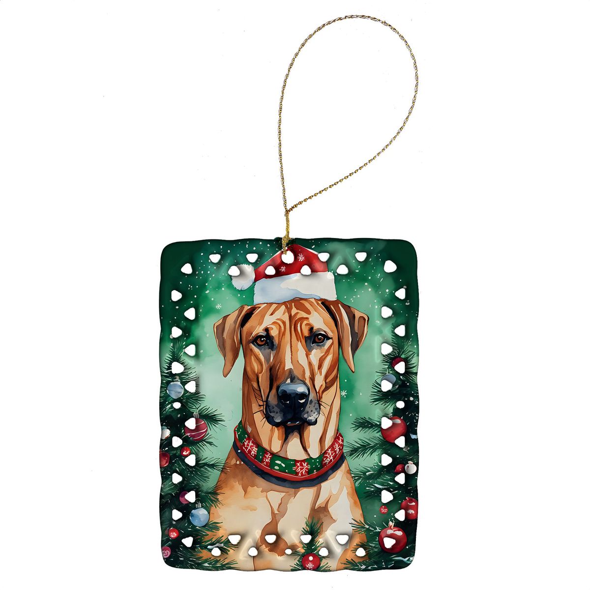 Rhodesian Ridgeback Christmas Porcelain Ornament Christmas Tree Hanging Decorations For Home Christmas Holiday, Rectangle, Gift, Multicolor_maomaolike.com