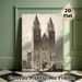 Gothic Cathedral Painting Poster, Vintage Monochrome Engraved Cathedral Scene Poster, Classic Architectural Artwork Ideal For Living Room, Study And_maomaolike.com