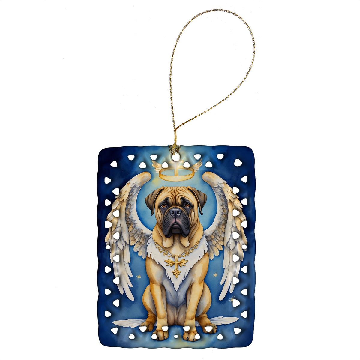 Bullmastiff My Angel Porcelain Ornament Christmas Tree Hanging Decorations For Home Christmas Holiday, Rectangle, Gift, Multicolor_maomaolike.com