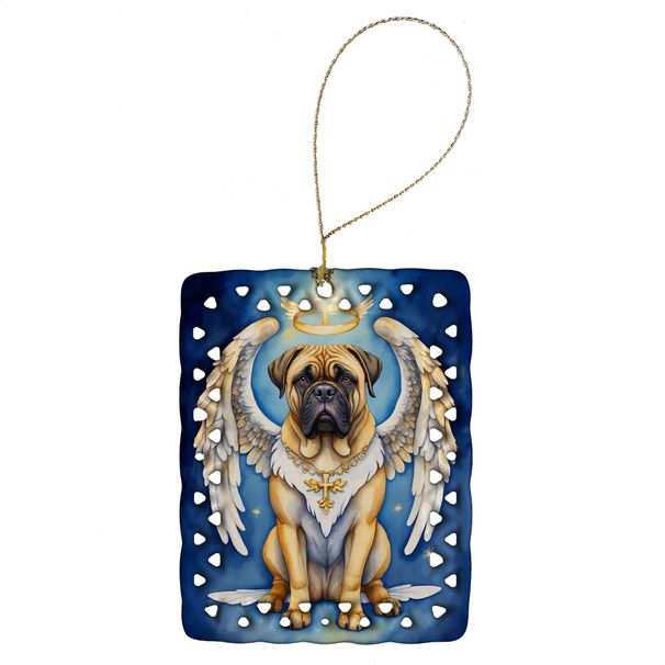 Bullmastiff My Angel Porcelain Ornament Christmas Tree Hanging Decorations For Home Christmas Holiday, Rectangle, Gift, Multicolor_maomaolike.com