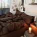 INS Retro Coffee Color Washed Cotton Four-Piece Simple Bed Sheet Duvet Cover Bedding Three-Piece Set_maomaolike.com