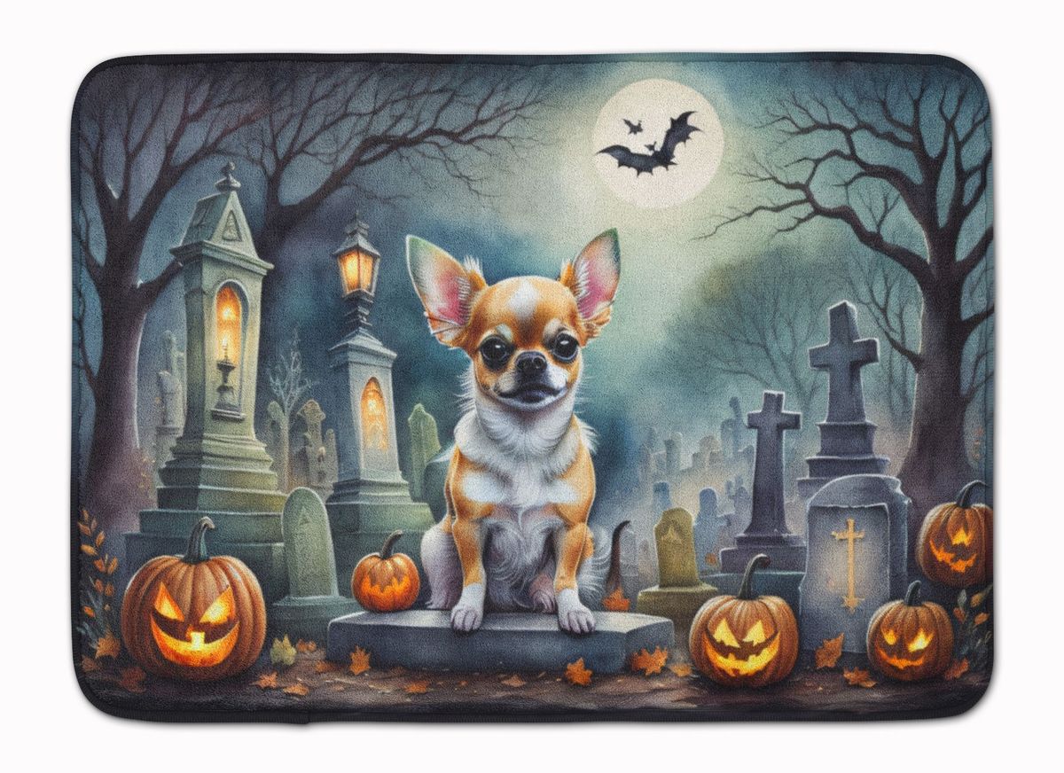 Chihuahua Spooky Halloween Memory Foam Kitchen Mat Machine Washable Anti-Fatigue Mat Cushion Comfort Bath Mat Or Kitchen Rug_maomaolike.com