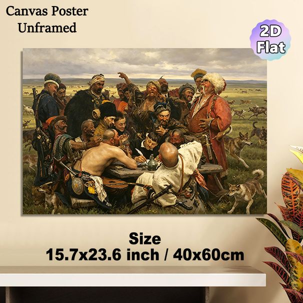 Cossack Council Painting Poster, Vivid Realistic Historical Folk Scene Poster, Authentic Cultural Art Piece Suitable For Living Room, Study Decor_maomaolike.com
