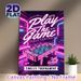 Table Football Themed Painting Poster, Neon Cyber-style Vibrant Table Football Scene Poster, Eye-catching Gaming Decor Ideal For Game Rooms And_maomaolike.com