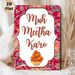 Indian Dessert Themed Painting Poster, Vibrant Traditional Indian Floral Pattern Poster, Cultural Festive Design With "Muh Meetha Karo" Script & Gulab_maomaolike.com