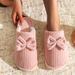 Fashion Women's Bow Fall/Winter Indoor Bedroom Floor Lightweight And Comfortable&Soft Warm Slippers For Home_maomaolike.com