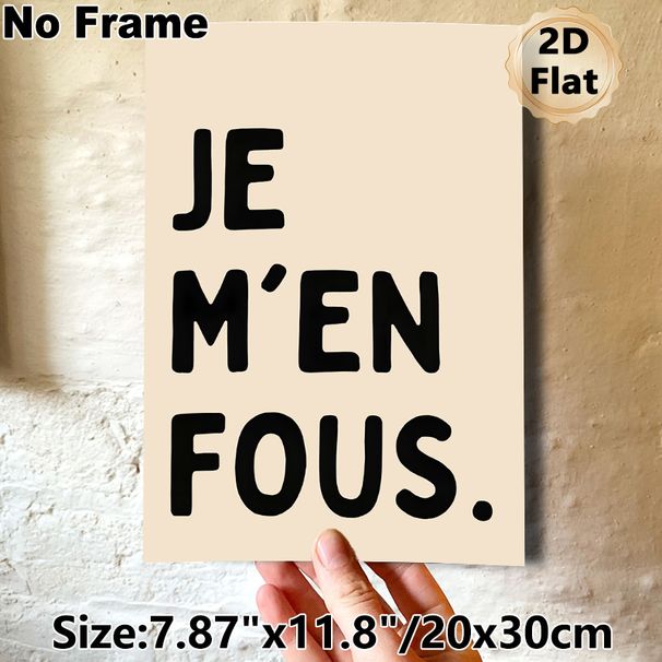 French Slogan Painting Poster, Minimalist Bold Typographic Poster, Casual Expressive Wording Design Ideal For Bedroom, Living Room Wall Decor_maomaolike.com