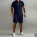 Men's Polo Casual Loose Short Sleeve Shorts Tracksuit_maomaolike.com