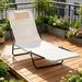 Cream White Folding Chaise Lounge Chair, Pool Sun Tanning Chair, Outdoor Lounge Chair With Reclining Back, Breathable Mesh Seat, Headrest_maomaolike.com
