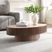 Modern Handcraft Drum Coffee Table Length 43.7 Inch Ellipse Coffee Table For Living Room,Oval Small Coffee Table With Sturdy Pedestal_maomaolike.com