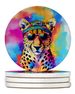 Hippie Animal Cheetah Large Sandstone Coasters Pack Of 4 Absorbent Round Coasters Decor Gifts For Men Or Women, 4 In, Multicolor_maomaolike.com
