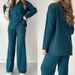 Women's Clothing autumn new solid color fashion lapel loose casual sweater two piece set for women_maomaolike.com