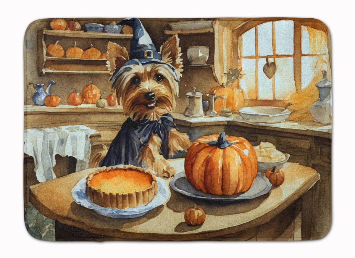 Silky Terrier Fall Kitchen Pumpkins Memory Foam Kitchen Mat Machine Washable Anti-Fatigue Mat Cushion Comfort Bath Mat Or Kitchen Rug_maomaolike.com