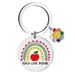 Classic color keychain pendant flower car keychain English lettering metal tag stainless steel keychain_maomaolike.com