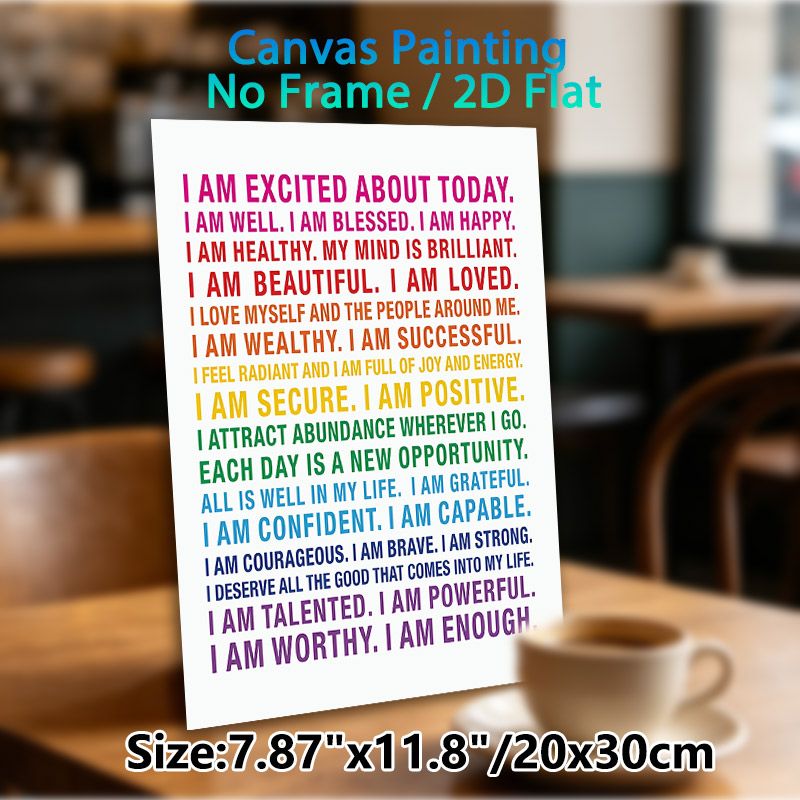 Positive Affirmations Painting Poster, Vibrant Colorful Typography Poster, Inspirational Self-affirmation Statements To Boost Daily Positivity_maomaolike.com